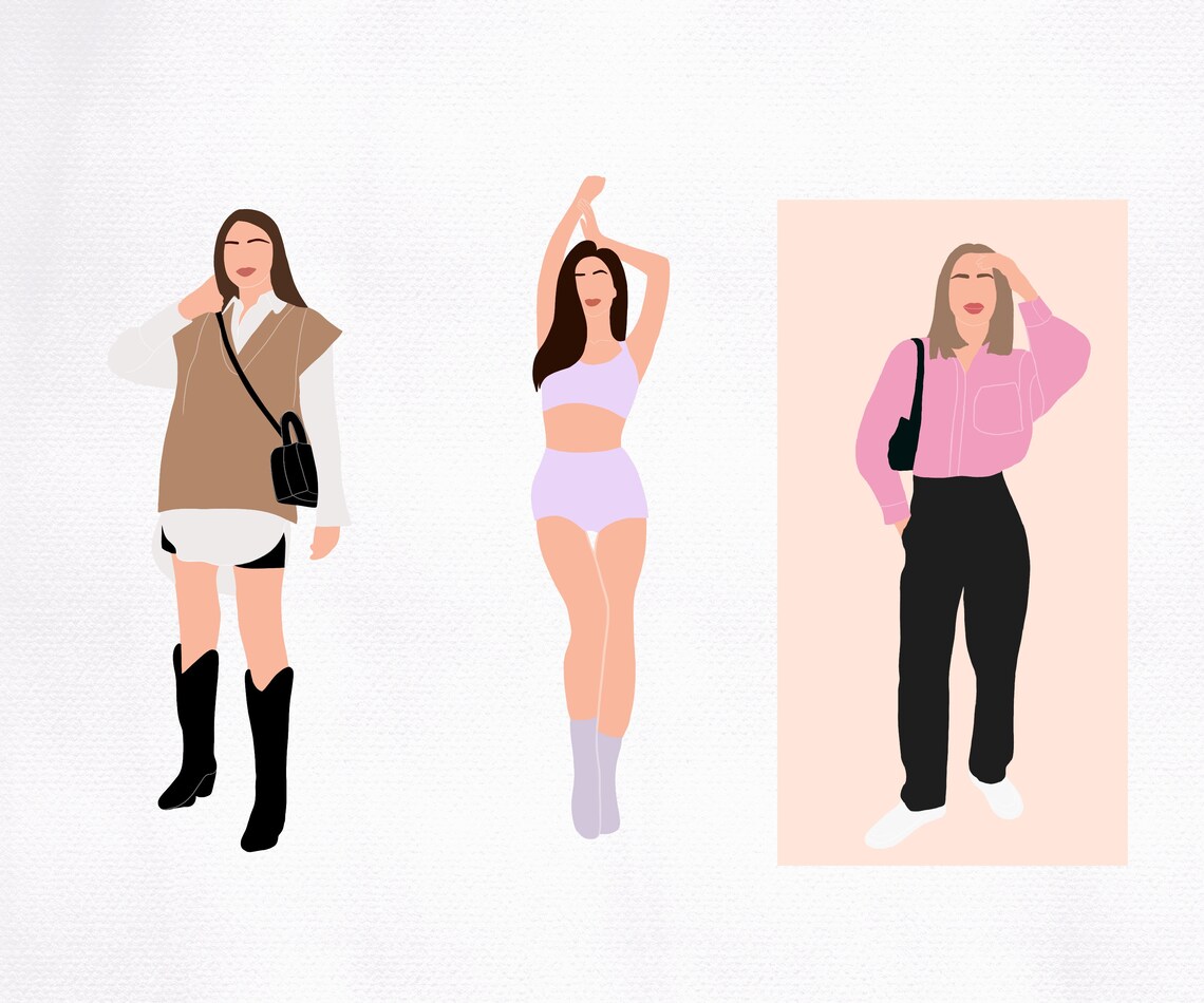 12 Abstract Woman Clipart Womans Clipart Fashion Woman Etsy