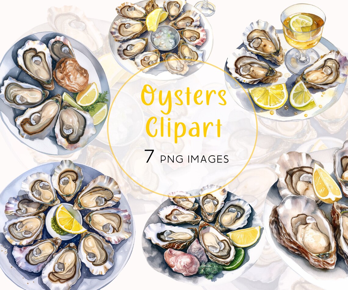 Watercolor Fresh Oysters Clipart. Watercolor Seafood.oyster. Oyster ...
