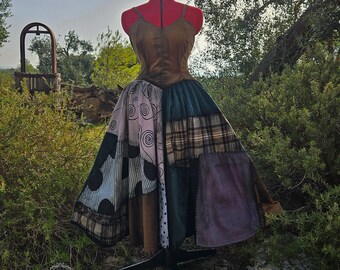 Sally Inspired Vintage Dress, Hand Painted, Halloween Dress, Gothic Prom Dress, Inspired Dress, Halloween Prom Dress, Halloween Pin Up