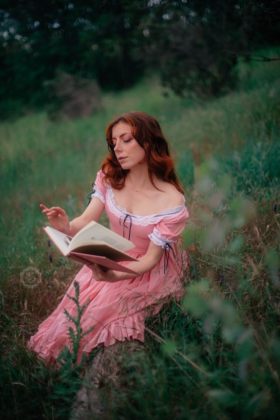 WUTHERING HEIGHTS DELICATE Pink Dress, Cottagecore Dress, Women Cotton Dress, Romantic Dress, Sweet Girl Dress, Elegant Dress