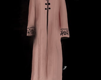 Rose coat, Titanic Swim coat, titanic pink, Delightful Dress, pink wool coat, Belle Epoque Edwardian Dress