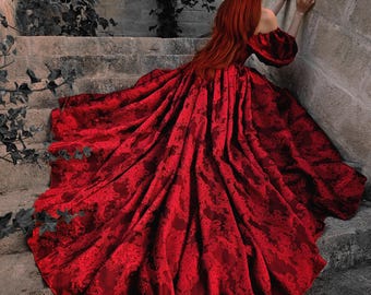 水墨画 女性と街並み 赤いドレス　フレームなし il_340x270.7064184882_6bom.jpg