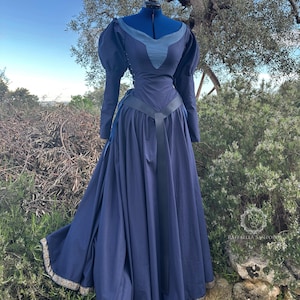 Medieval wedding dress, Renaissance Dress, Medieval Dress, Elven Dress, Celtic wedding dress, Medieval blue gray dress with puffy sleeves