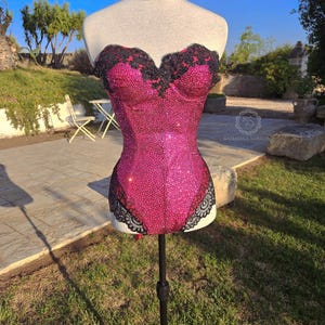 Body Suit With Hand Applied Crystals Sabrina Inspired, Lace