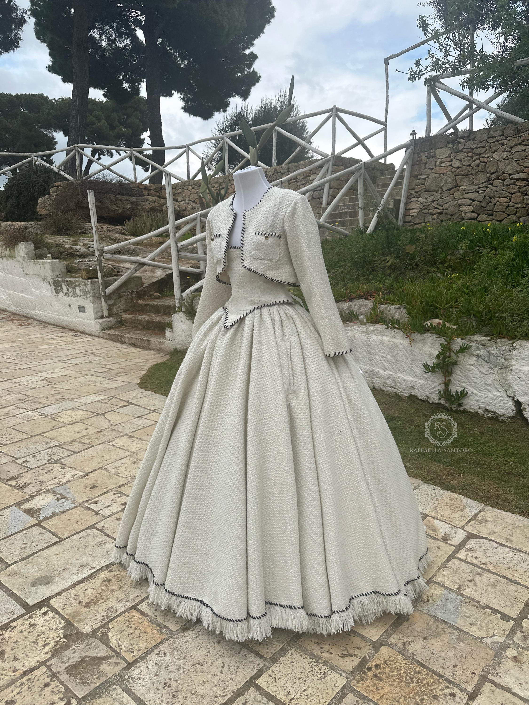 Tweed Wedding Dress, Parisian Wedding Dress, Coquette Dress, Corset Dress, Parisian Girl Style, Tweed Gown, Prom Dress, Wool Wedding Dress