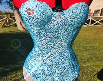 Body suit with hand applied crystals Sabrina inspired, lace bodysuit, burlesque body, costume for shows and party celebrity inspired costume