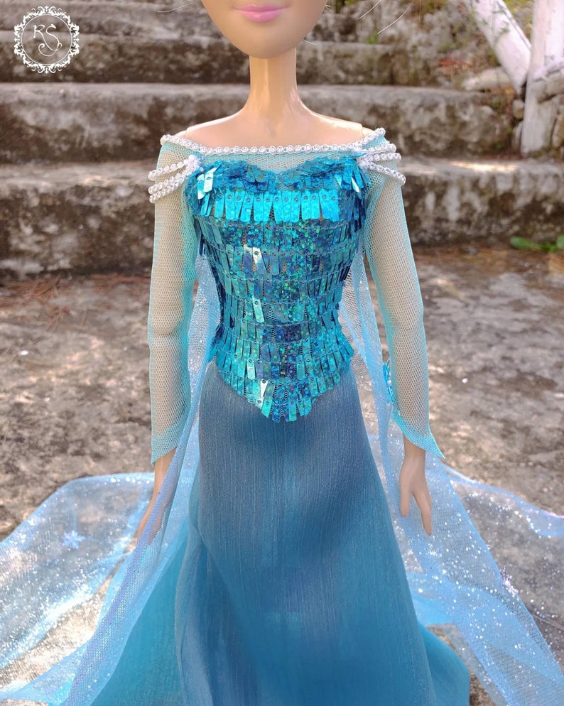 Elsa Snow Queen Doll Dress From Frozen Etsy