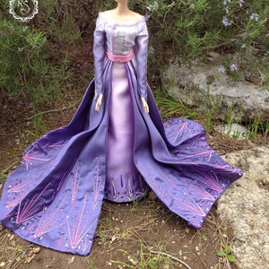 Elsa snow queen saks purple dress handmade for dolls and people