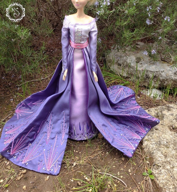 Elsa snow queen saks vestido morado hecho a mano para mu ecas y