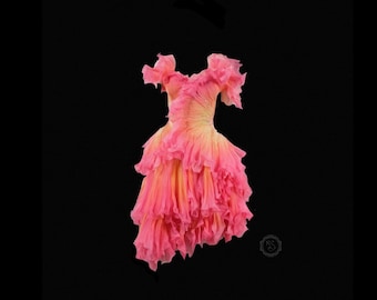 Princess dress, fairy ball gown, ombre chiffon hand dyed dress, Glinda inspired dress, Galinda inspired dress, light dress, chiffon dress
