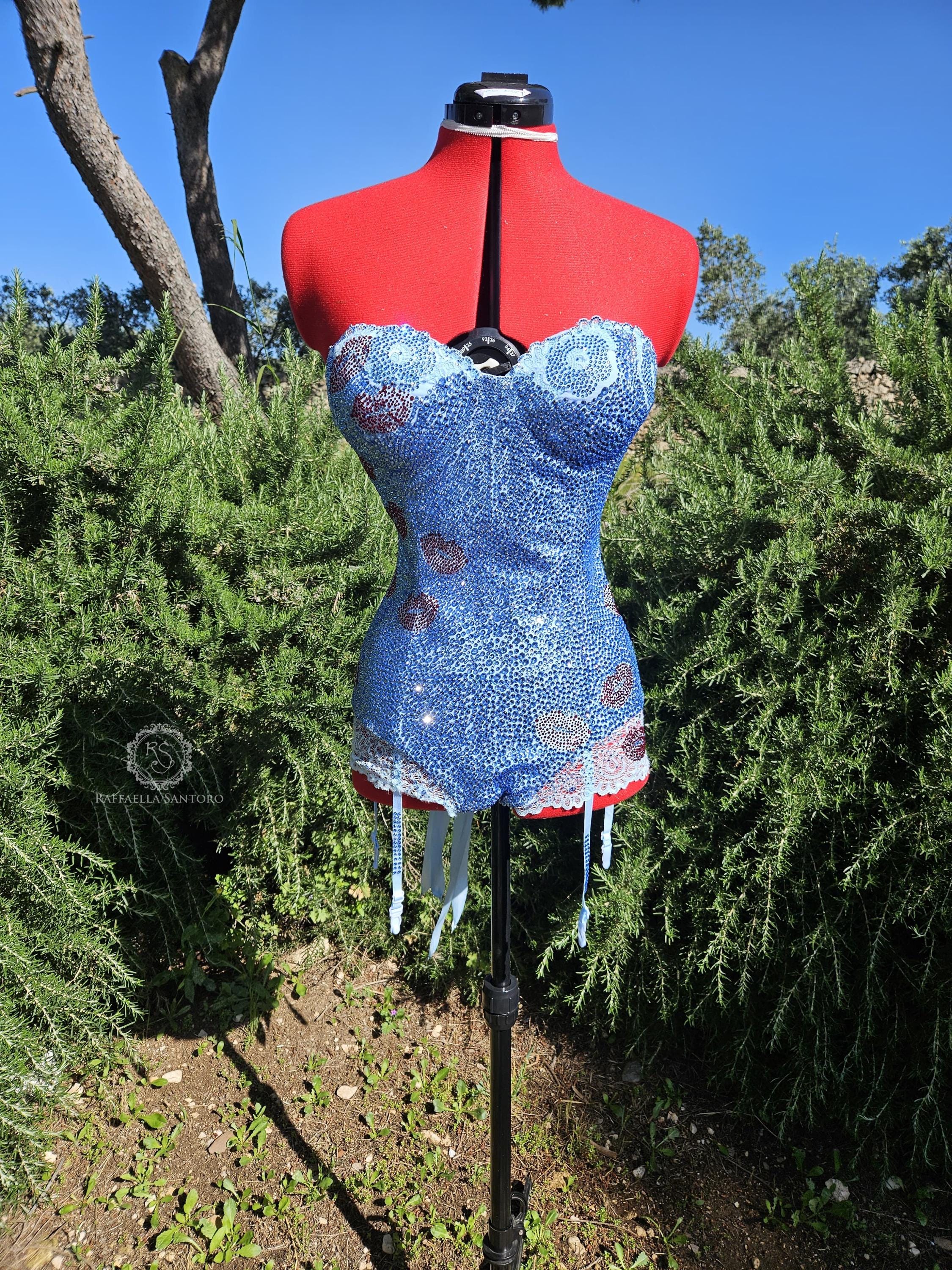Body Suit With Hand Applied Crystals Sabrina Inspired, Lace