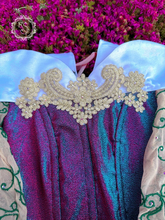 green emerald velvet dress Aurora Color Changing Dress, Purple Aurora Dress Color Changing Dress   CoserZ