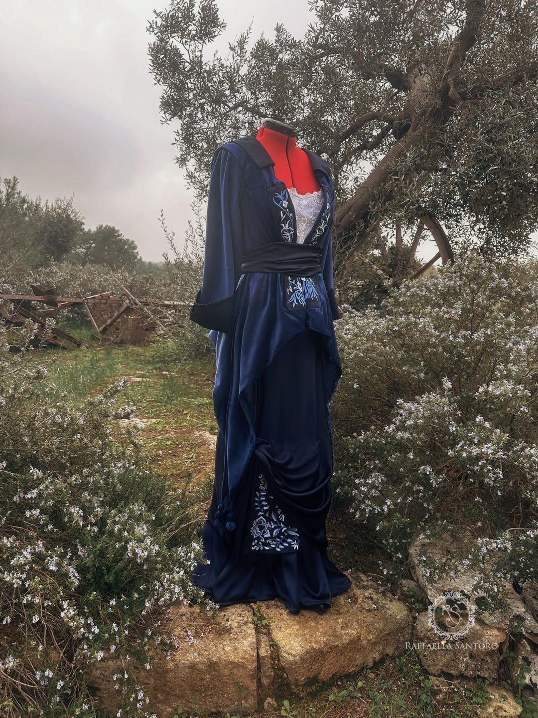 blue rose dress 2PS Spaghetti Strap 1950S Vintage With Long Sleeve Cardigan, Blue / XS Made with only the finest quality Italian fabrics The Scarlette Dress in Victorian