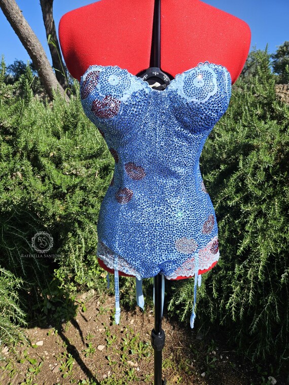 Body Suit With Hand Applied Crystals Sabrina Inspired, Lace
