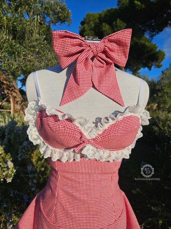 fitted lace wedding dress Picnic Weather Mini Dress Red White main image 1
