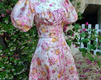 COTTAGECORE DRESS, FLORAL Fairy Dress, Romantic Dress, Picnic Dress, Elegant Princess Fairytopia Tailor Made Dress, Gift For Girlfriend