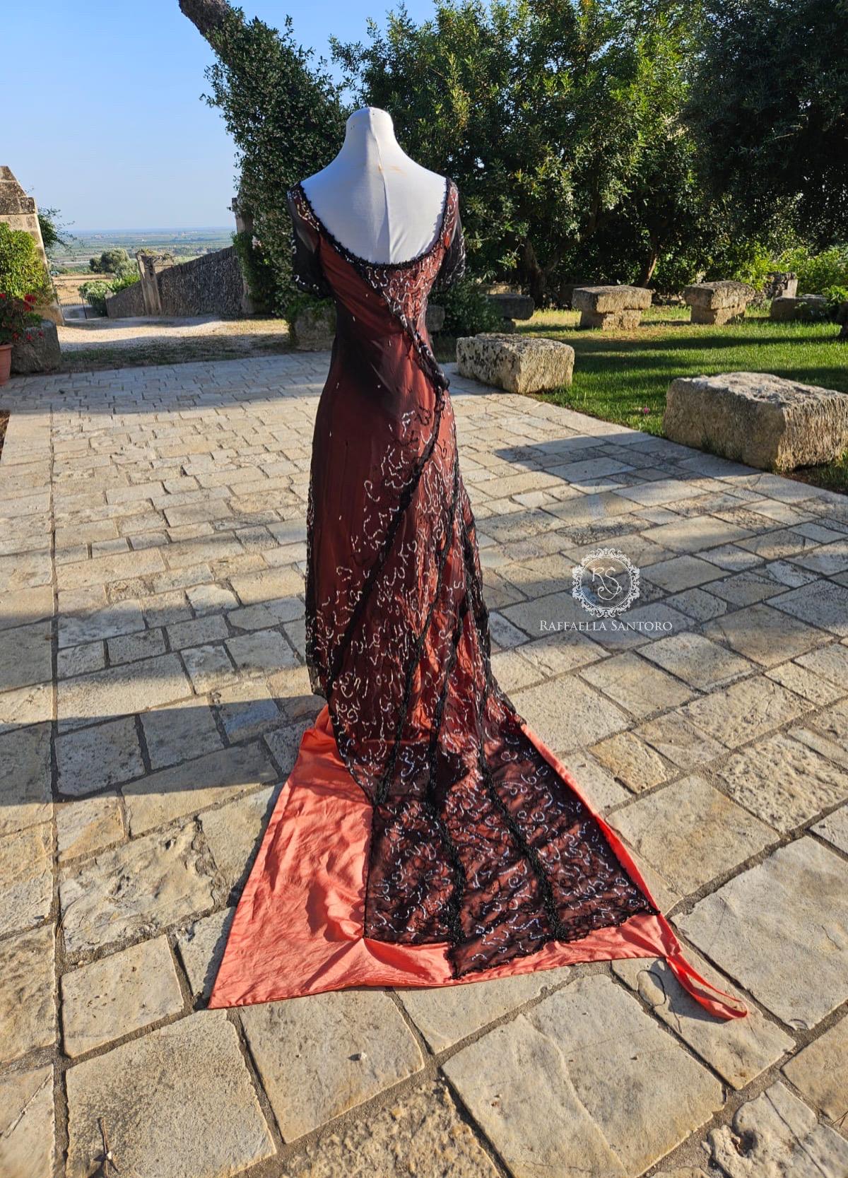 Red Dinner Dress, Titanic Inspired Dinner Dress, Dinner Dress, Delightful Dress, Belle Epoque Edwardian Dress, Elegant Beading Dress