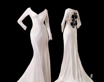 Vestido inspirado en Bella, vestido de novia de satén de seda con