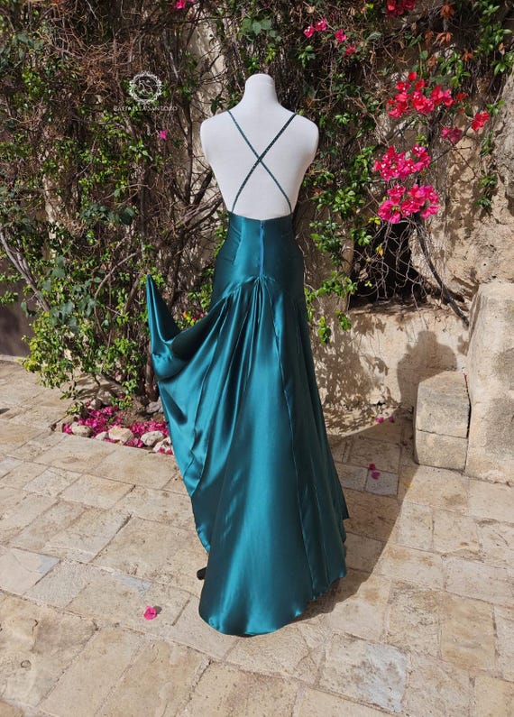 evening satin dress Aurora Satin Rhinestone Corset Formal Dress