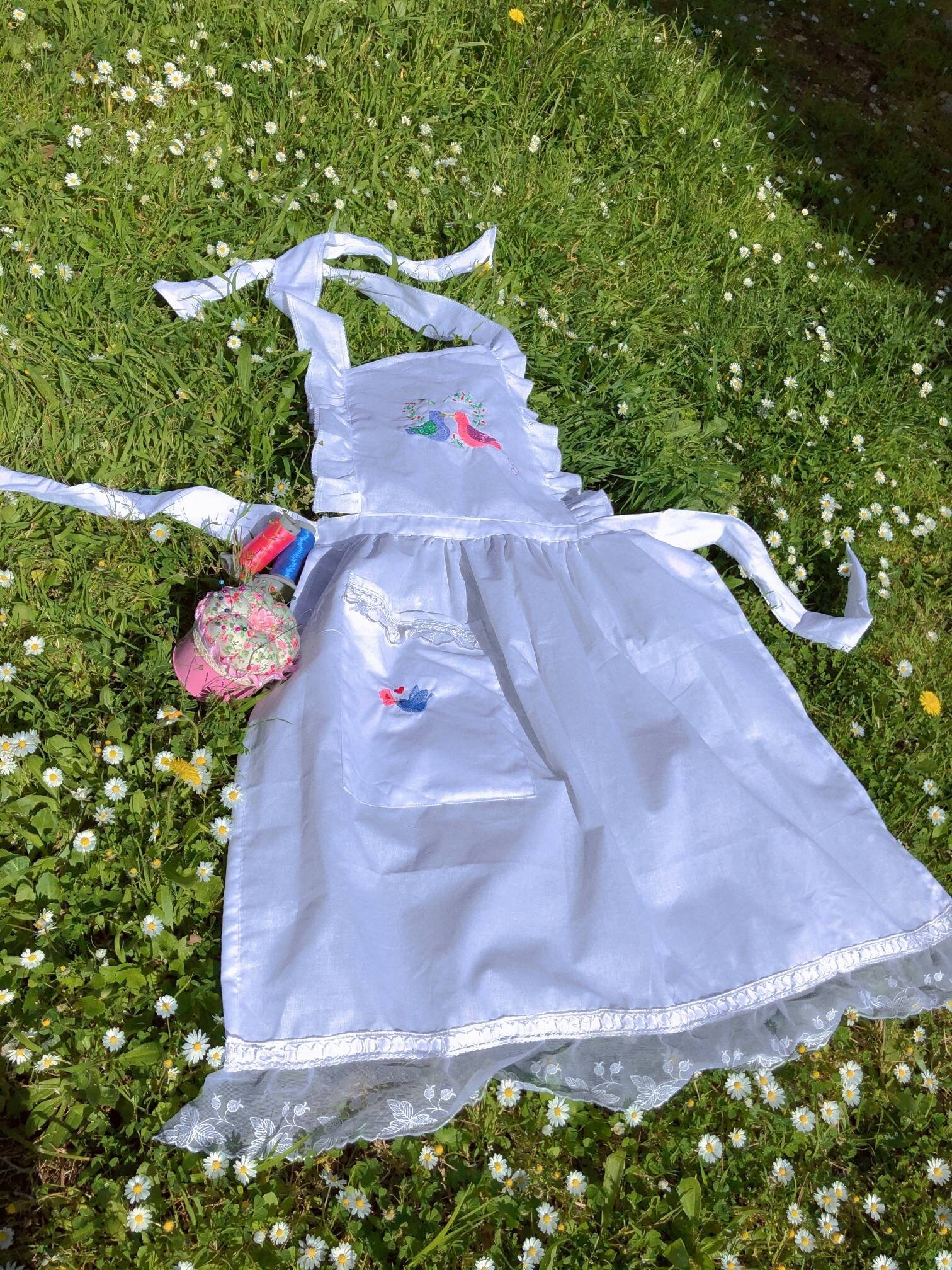 Cindy: Cottagecore Apron With Embroideries 100% Cotton, High