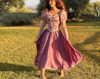 Rapunzel inspired costume, Purple medieval dress, medieval dress, princess dress, fairycore dress, purple dress with puffy sleeves