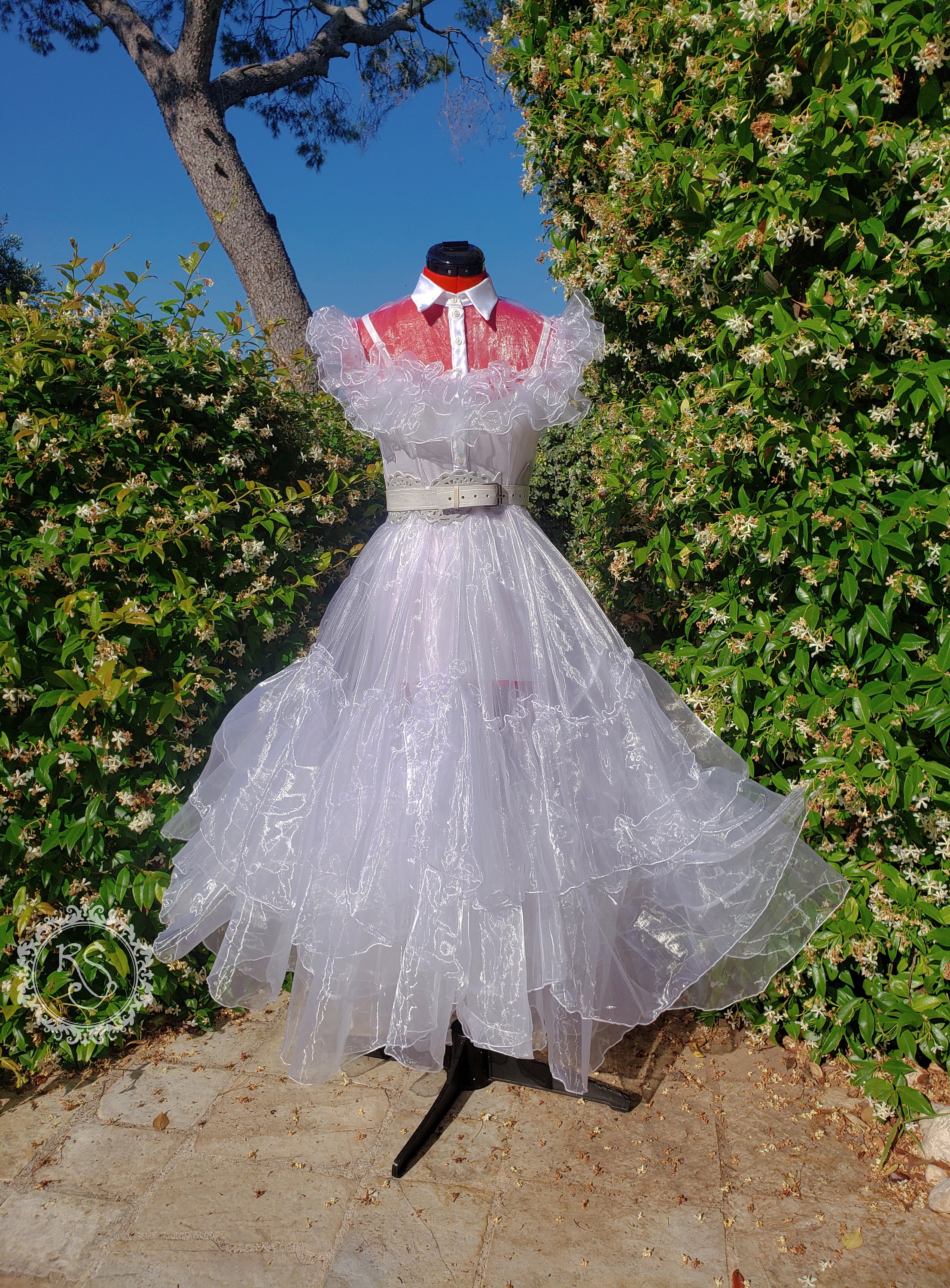 white gothic dresses ghost cocktail lace dress with button row DW053WH XL / I always approach each order with care and stay in constant communication with the client White Gothic Wedding Dresses -