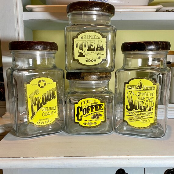 Vintage Canisters! HTF Anchor Hocking Glass 4 Canister Set