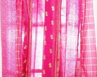 EXPRESS SERVICE of Indian Vintage Old Silk Sari Fabric Made Theme Patchwork color Curtain Door Window Curtain Home Room Door Window Curtain