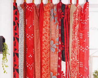 SERVICE EXPRESS de tissu indien vintage en vieille soie Sari fait sur le thème patchwork couleur rideau porte fenêtre rideau maison chambre porte fenêtre rideau