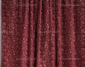 Rideau de luxe en velours de coton de style vintage, imprimé floral bordeaux rouge doré, rideau bohème, rideau de fenêtre bohème, rideau de salon