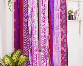 SERVICE EXPRESS de tissu indien vintage en vieille soie Sari fait sur le thème patchwork couleur rideau porte fenêtre rideau maison chambre porte fenêtre rideau