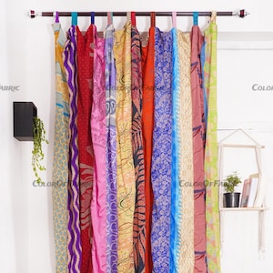 FREE SHIPPING - Indian Handmade Silk Saree Fabric Curtain Decorative Boho Hippie Curtain, Room Decor Patchwork Curtain, Window Decor Curtain