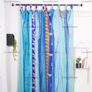 FREE SHIPPING - Indian Handmade Silk Saree Fabric Curtain Decorative Boho Hippie Curtain, Room Decor Patchwork Curtain, Window Decor Curtain