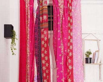 Wholesale Lot of Indian Vintage Old Silk Sari Handmade Patchwork Curtain Door Drape Window Home Decor Recycled Curtain