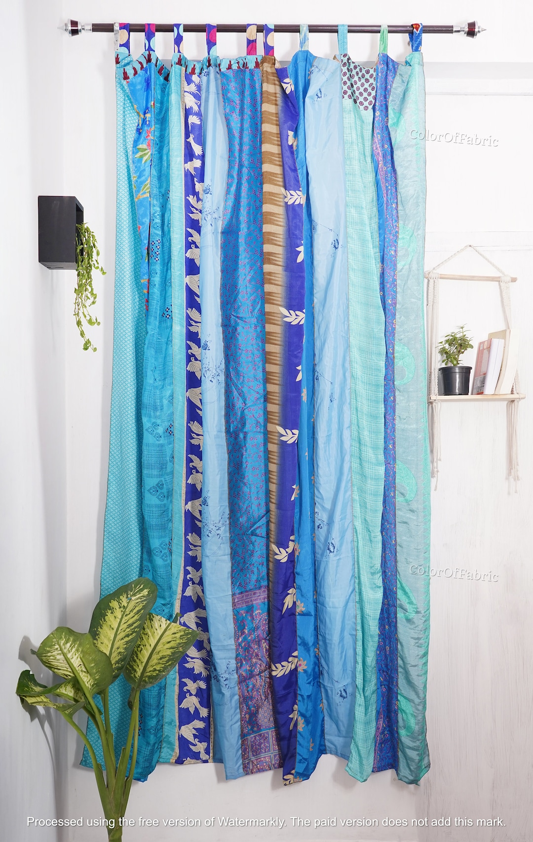FREE SHIPPING - Indian Vintage Silk Sari Fabric Curtains Handmade ...