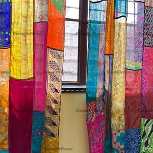FREE SHIPPING - Indian Handmade Silk Saree Fabric Curtain Decorative ...