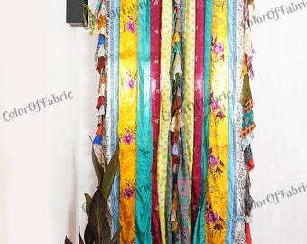 Lot de 2 rideaux indiens en soie, style sari, style bohème, style hippie, style ethnique