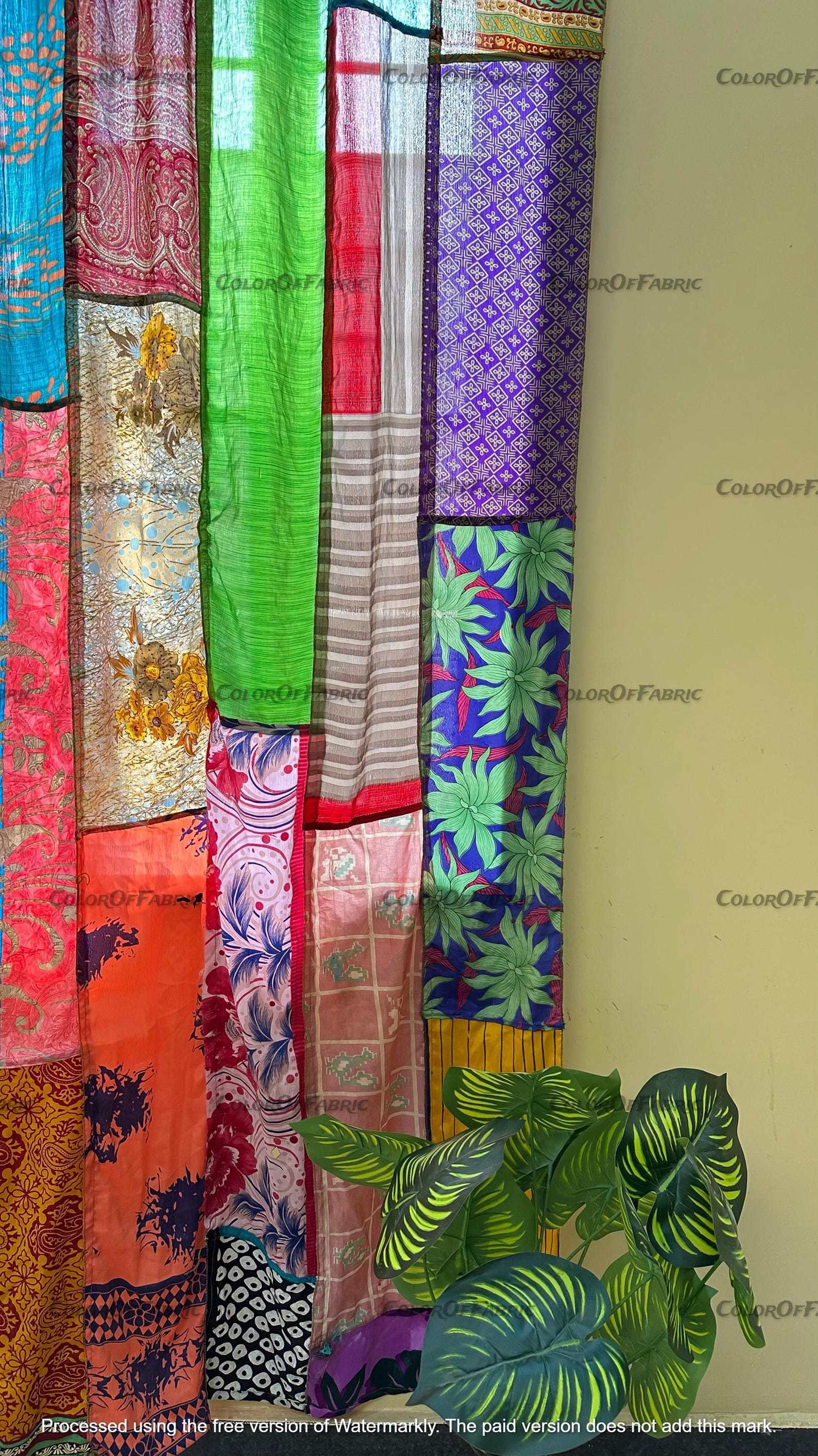 FREE SHIPPING - Indian Handmade Silk Saree Fabric Curtain Decorative ...
