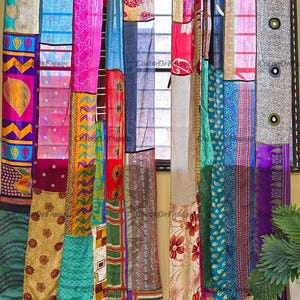FREE SHIPPING - Indian Handmade Silk Saree Fabric Curtain Decorative ...