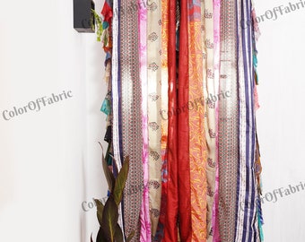 Lot de 2 rideaux indiens en soie, style sari, style bohème, style hippie, style ethnique