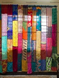 FREE SHIPPING - Indian Handmade Silk Saree Fabric Curtain Decorative Boho Hippie Curtain, Room Decor Patchwork Curtain, Window Decor Curtain