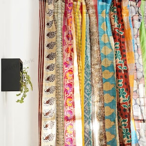 Wholesale Lot of Indian Vintage Old Silk Sari Multi color Handmade Patchwork Curtain Door Drape Window Home Decor Recycled Curtain