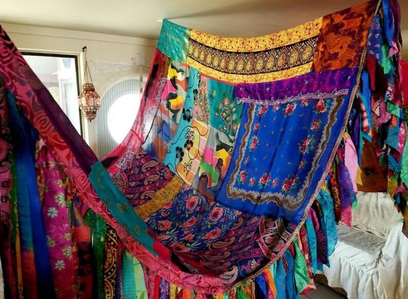 Bed Canopy Silk Bohemian Hippy Scarves Gypsy Hippie Canopies Etsy