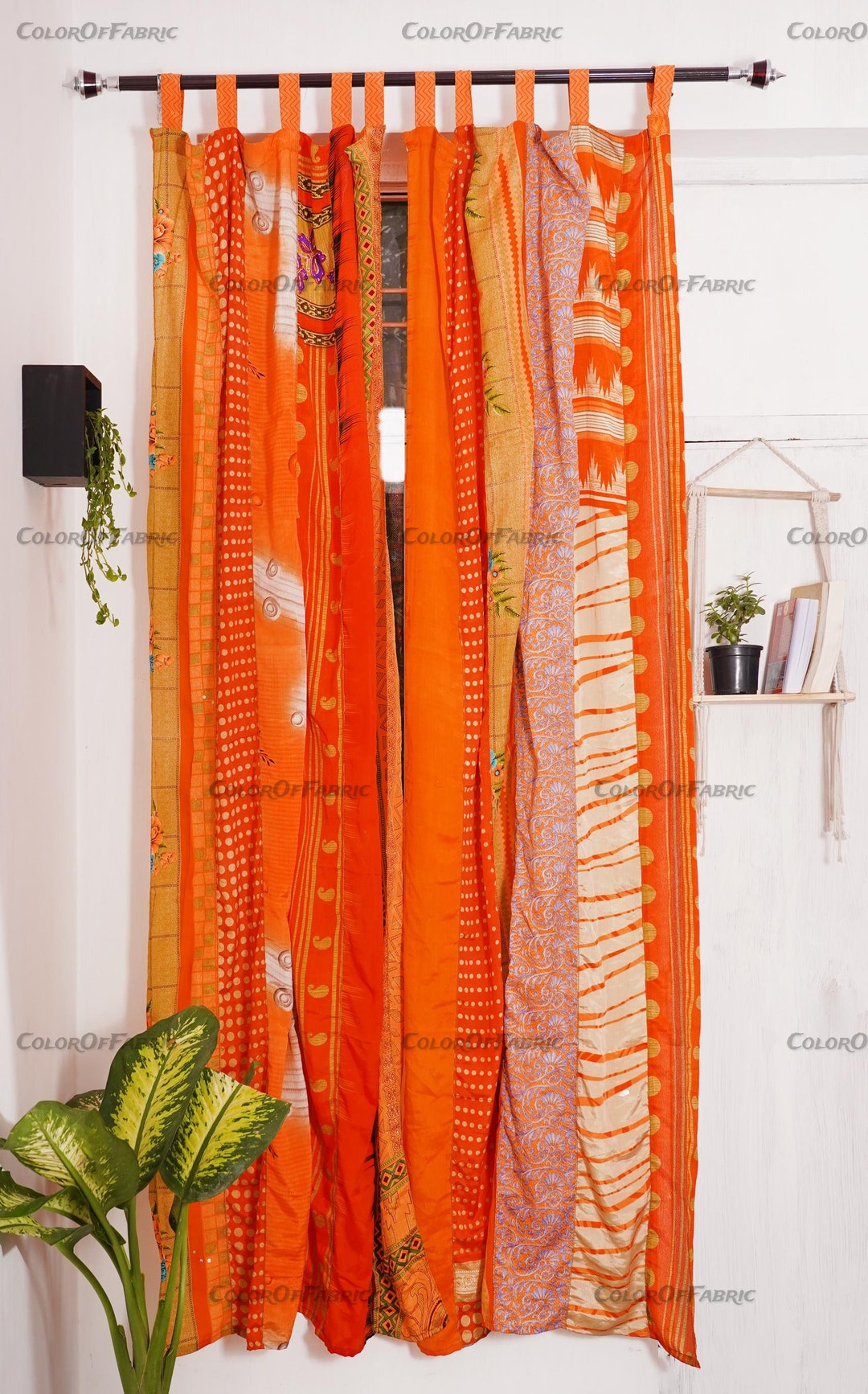 FREE SHIPPING - Indian Handmade Silk Saree Fabric Curtain Decorative ...