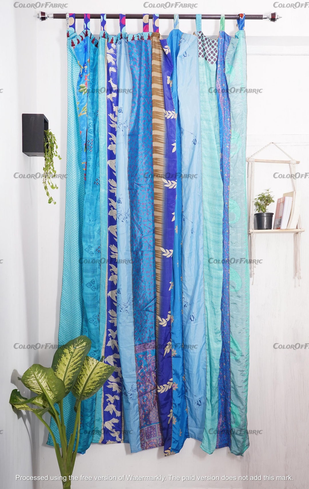 FREE SHIPPING - Indian Handmade Silk Saree Fabric Curtain Decorative ...