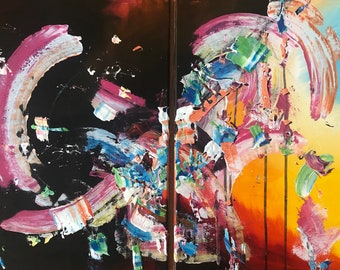 Due pannelli Diptych Abstract Painting Originale Pittura Astratta Canvas Pittura Acrilico Pittura Colorato Soggiorno Wall Art Affordable