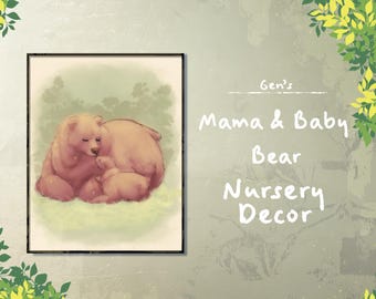 Mama & Baby Bear | Nursery Wall Decor | Newborn Nursery Art | Original Hand-Drawn Artwork