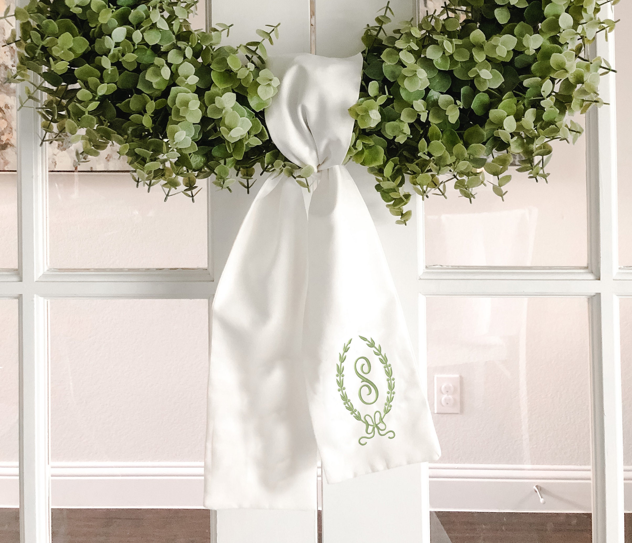 Spring Wreath Sash Laurel Wreath Sash Monogrammed Wreath Etsy India