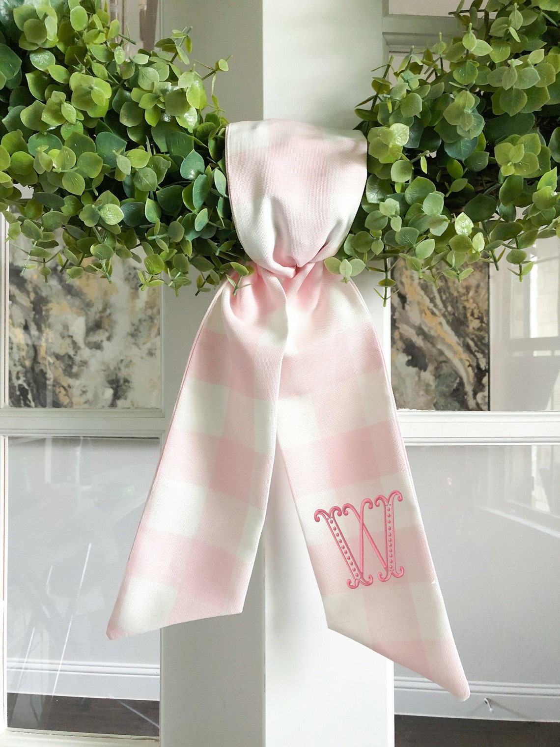 Spring Pink Buffalo Check Wreath Sash Pink Wreath Sash Etsy