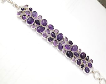 Amethyst Statement Bracelet | 925 Sterling Silver, February Birthstone